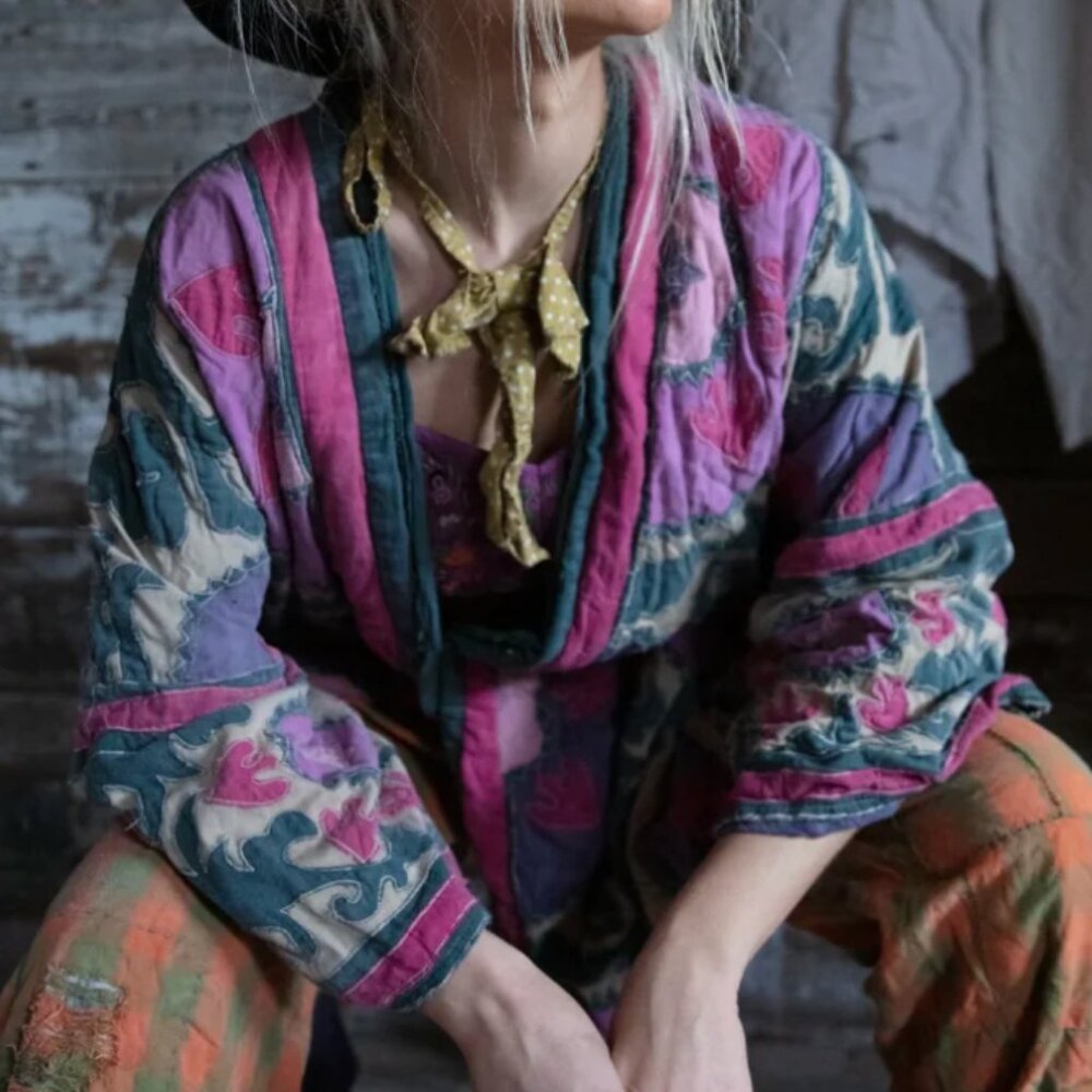 Magnolia Pearl Applique Kimono Coat-Reversible